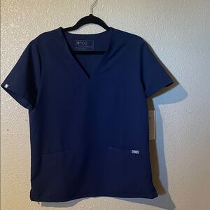 Figs Deep Blue V-Neck Scrub Top